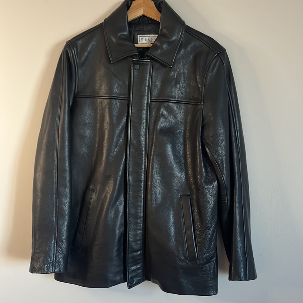 Pelle Studio Leather Zip & Button Men’s Coat